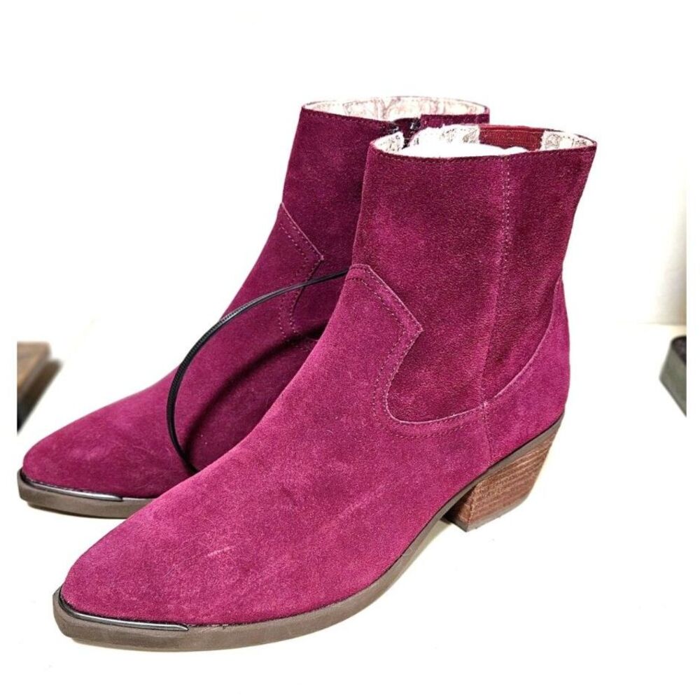 Band of Gypsies Krish Burgundy Suede Western Ankle Boots Sz 6